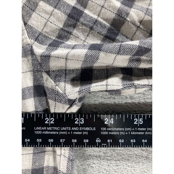 Mutual Weave Flannel Shirt Men's Size Large Ivory Check Plaid Long Sleeve Cotton - Picture 10 of 12
